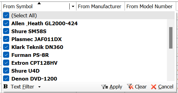 Filter Dialog