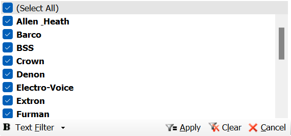 Filter Dialog
