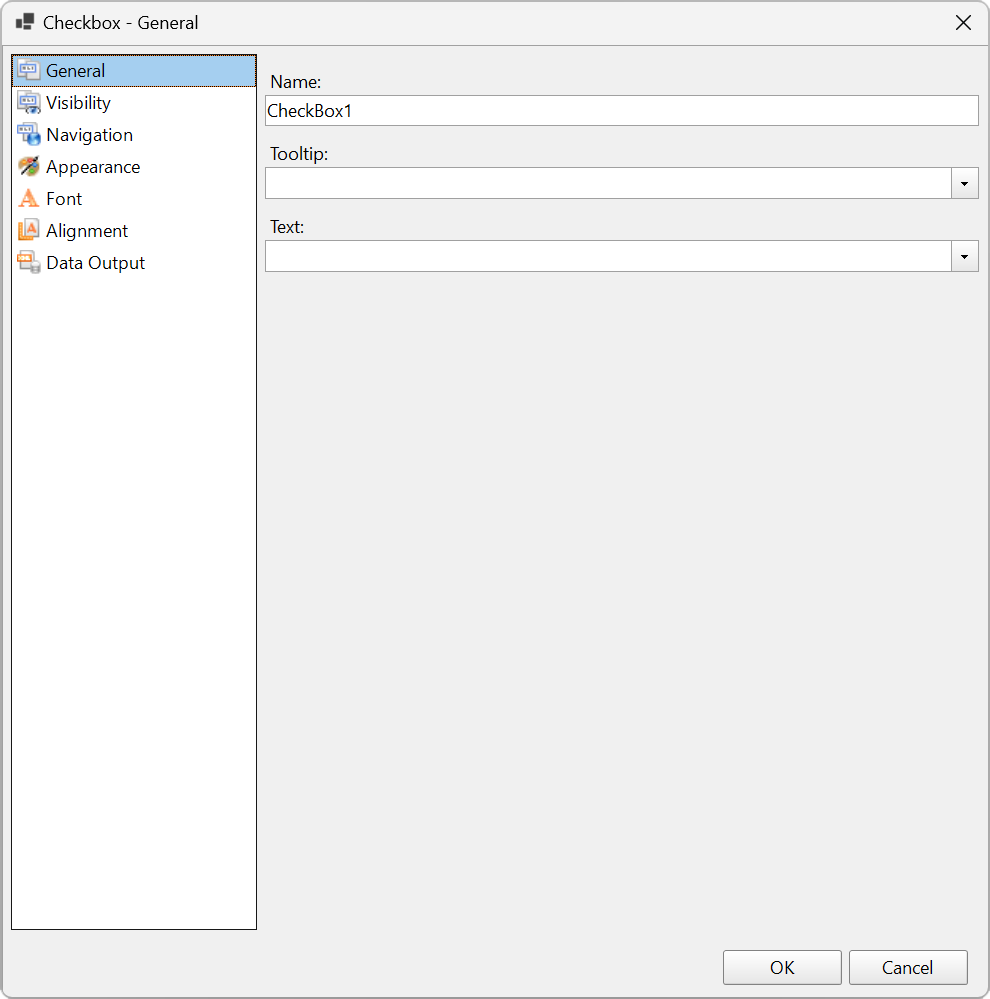 Checkbox Properties Dialog